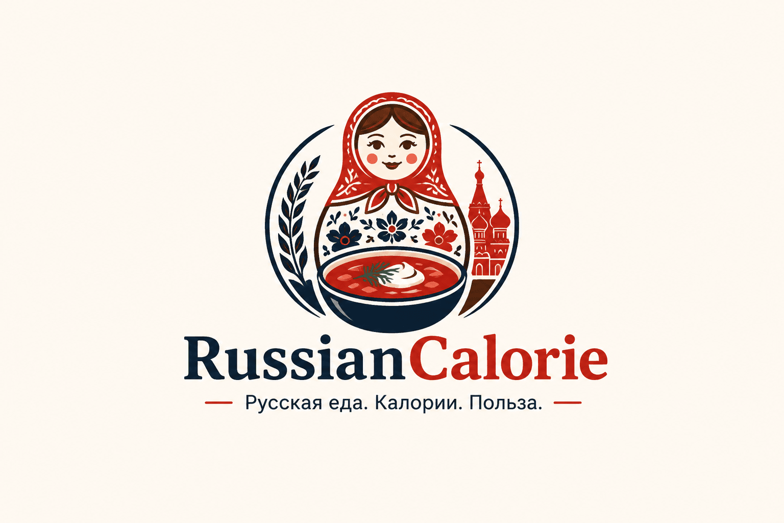 Фирменный знак RussianCalorie с русской едой